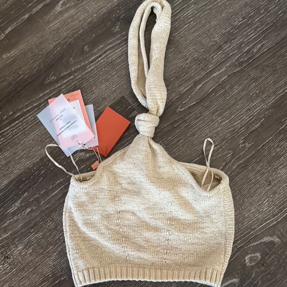Cult Gia Beige Knit Halter Top- S